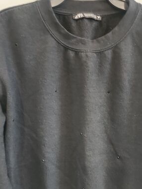 Zara Black Embellished Crewneck Sweater